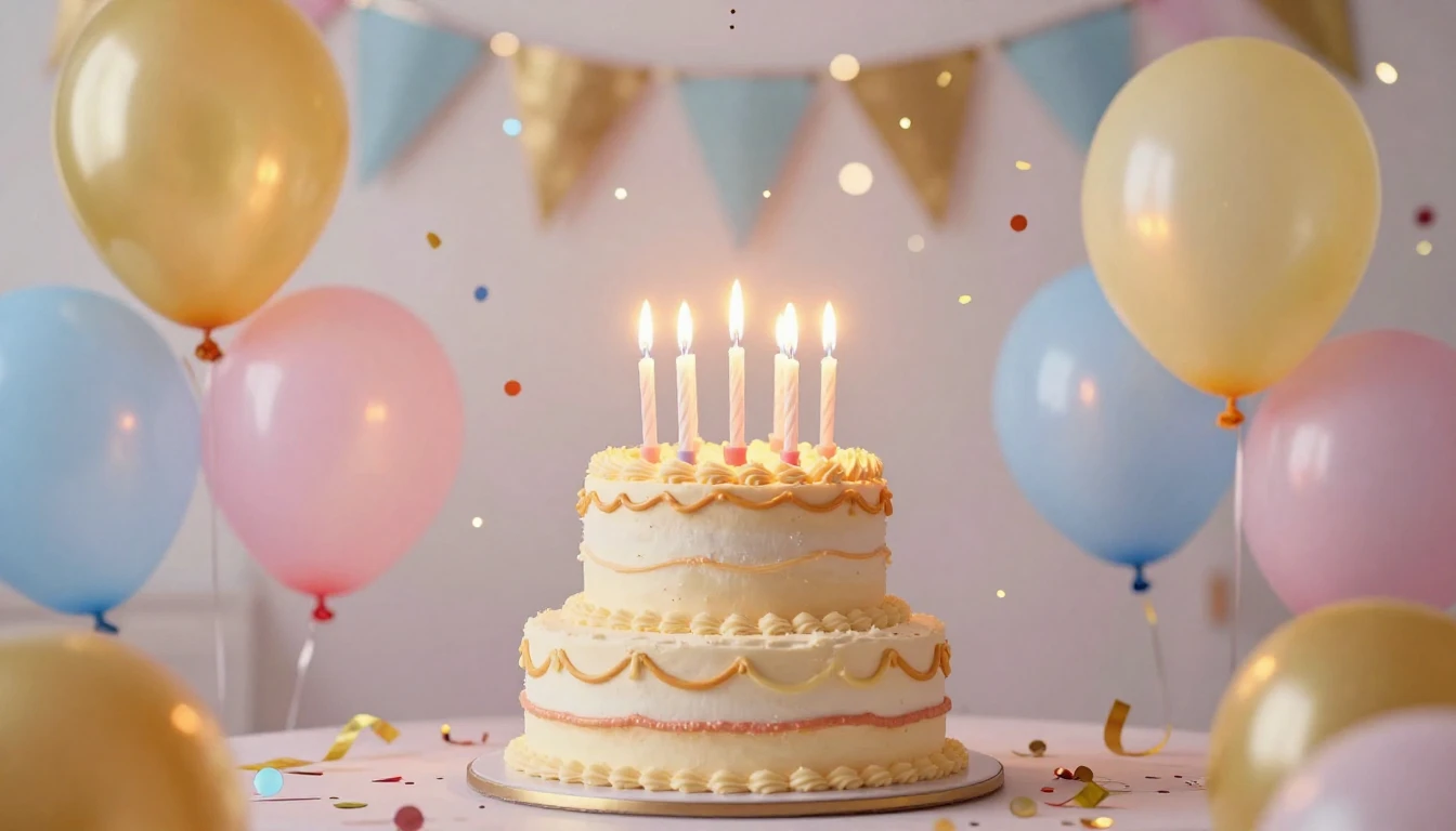 A vibrant and colorful birthday celebration scene featuring ...