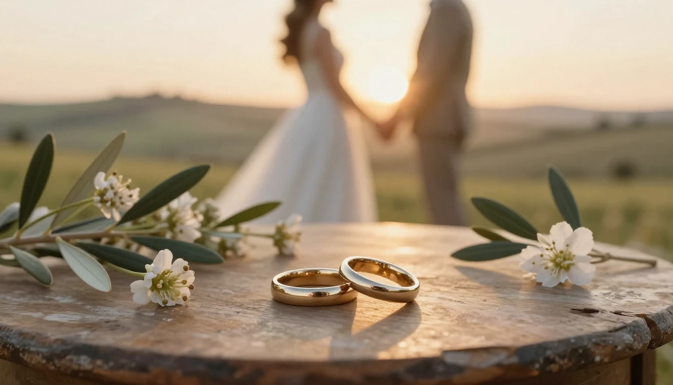 A romantic and dreamy scene depicting two intertwined weddin...