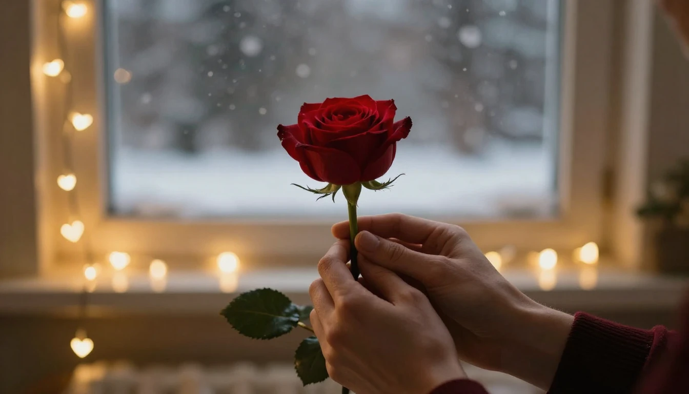 A cinematic and romantic scene featuring a pair of hands gen...