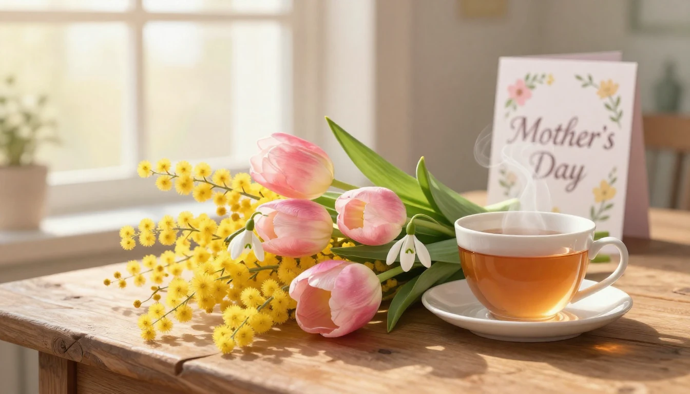 A heartwarming and tender illustration of a beautiful bouque...