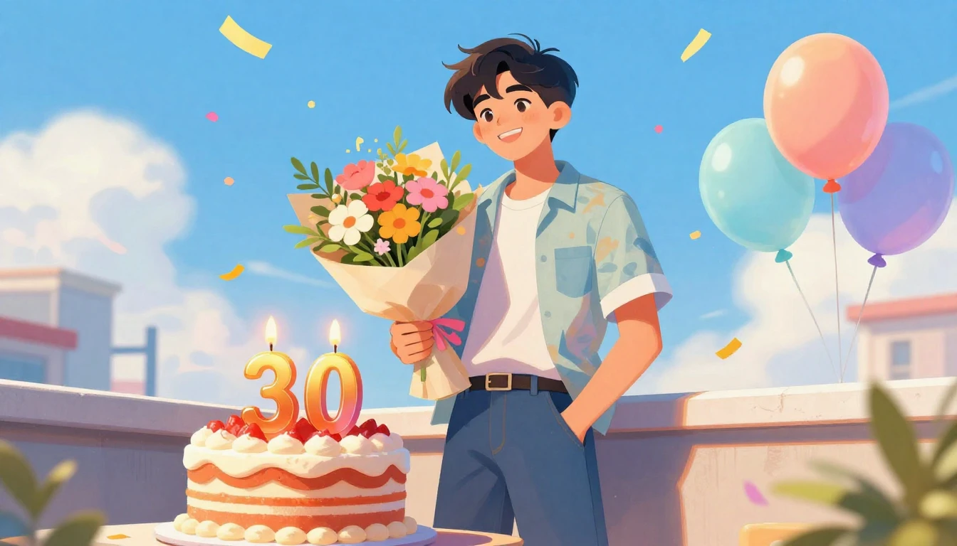 A vibrant and cheerful illustration of a person celebrating ...