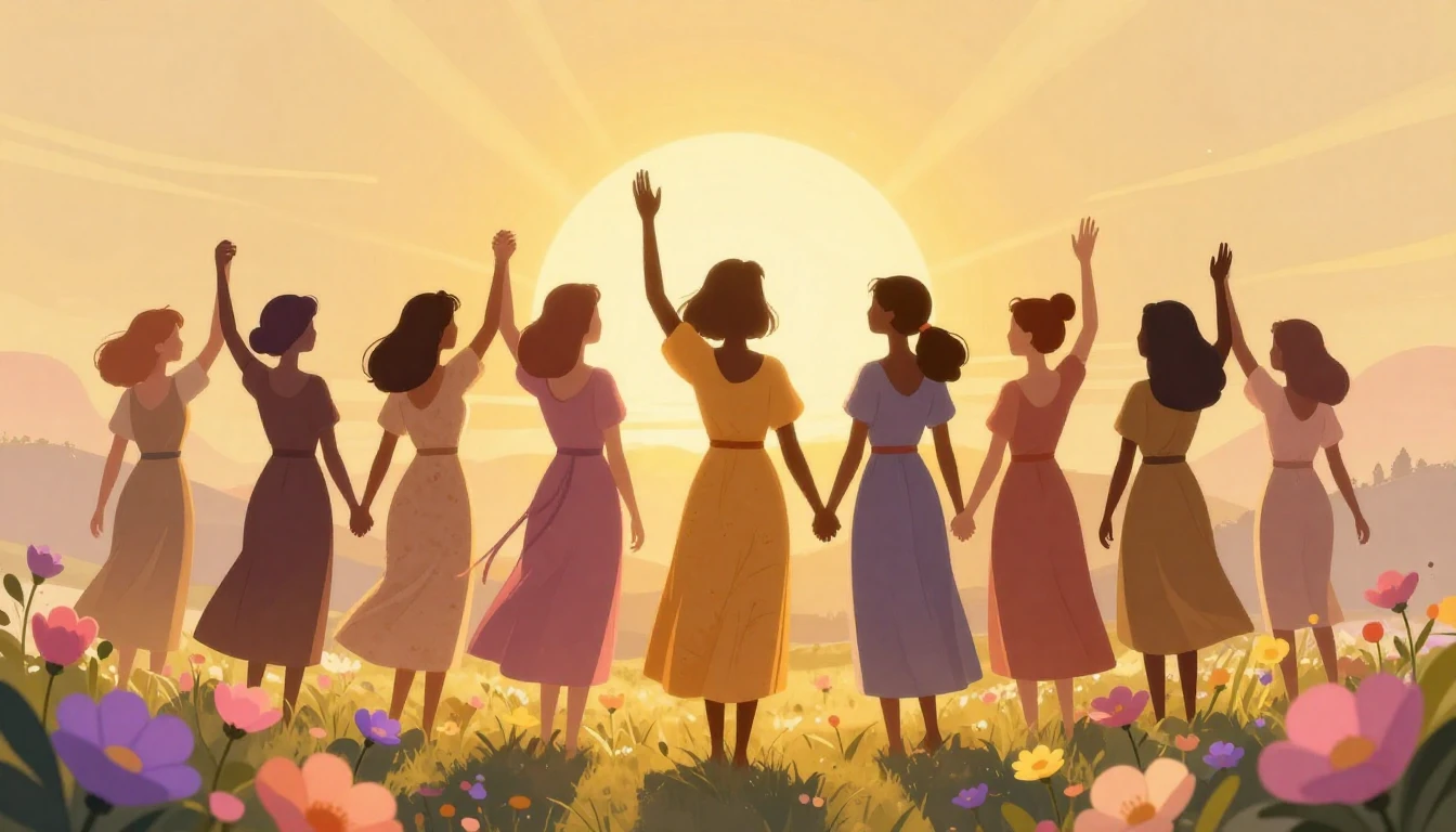 A vibrant and empowering illustration depicting the silhouet...