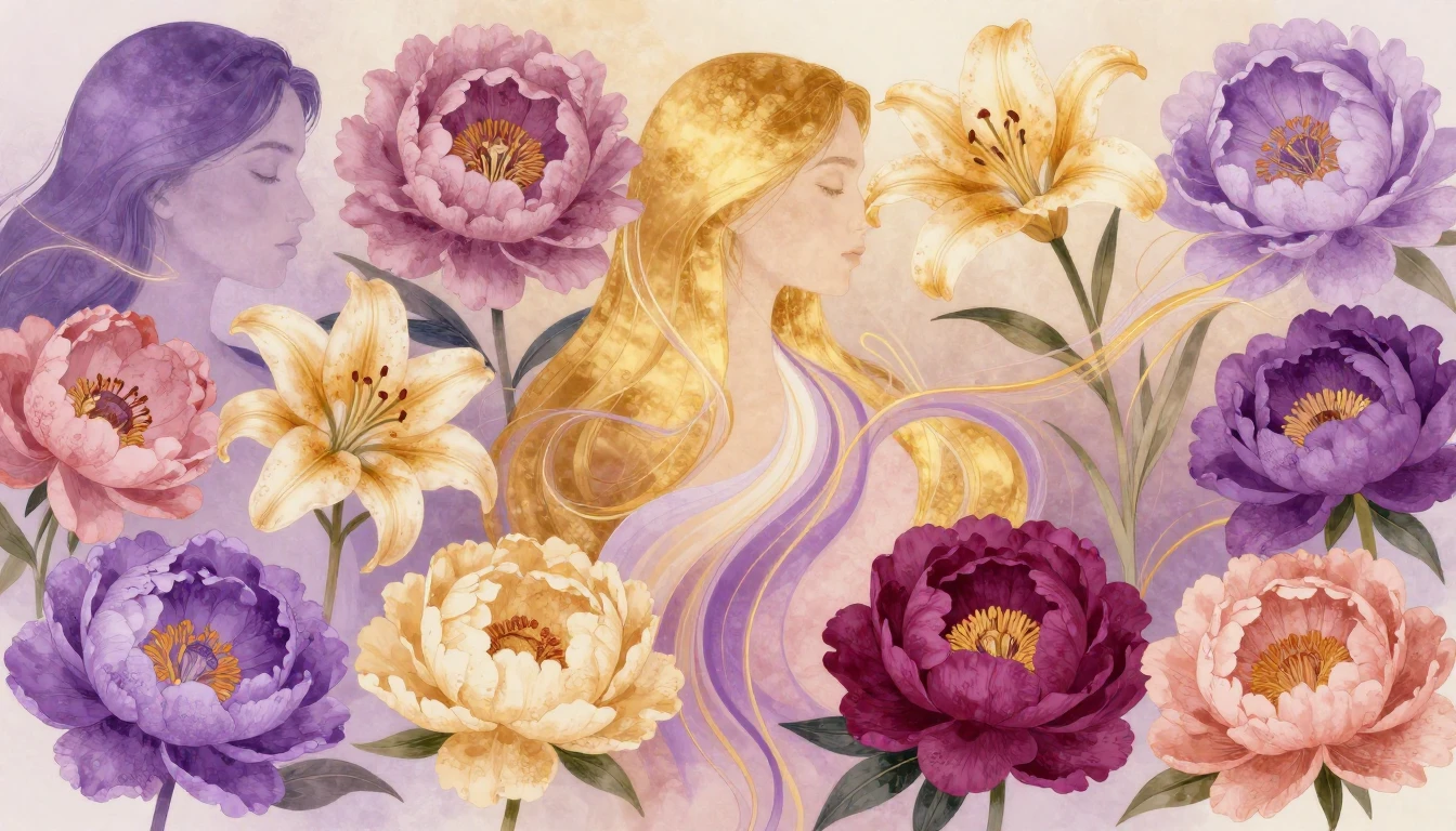 A vibrant and symbolic illustration celebrating femininity a...