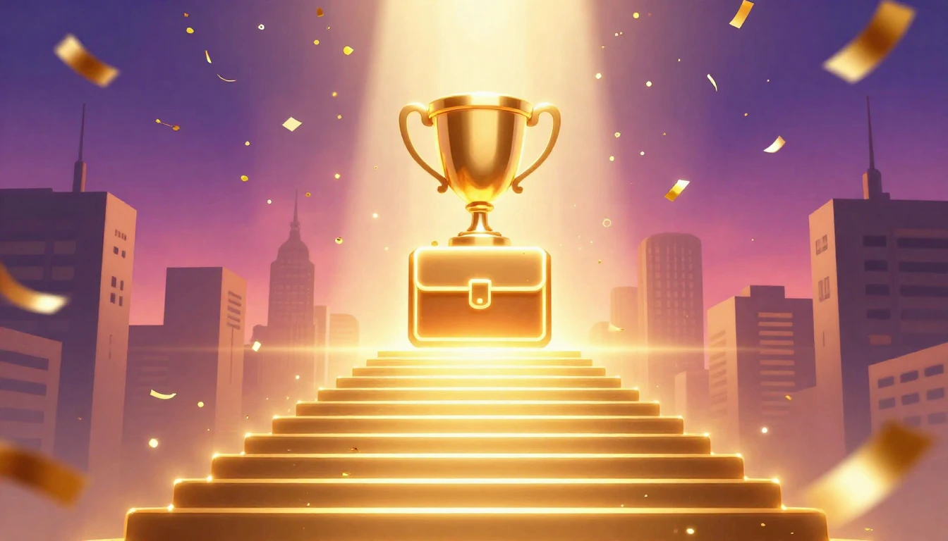 A vibrant digital illustration symbolizing career success an...