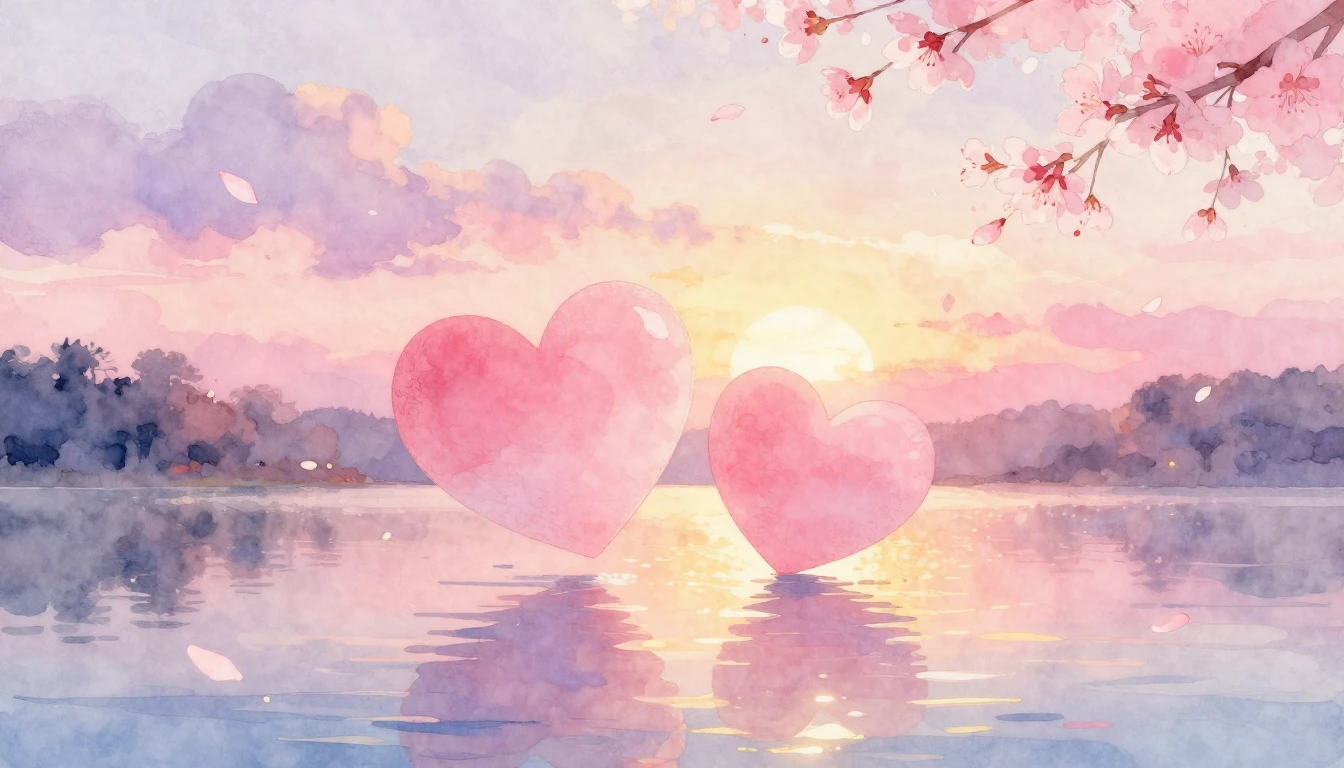 A beautiful and ethereal watercolor painting depicting two s...