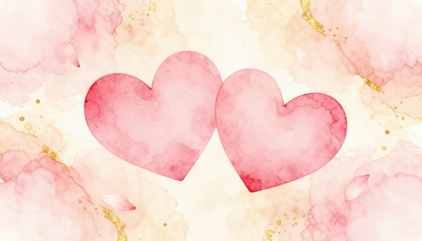 A beautiful watercolor illustration of two soft pink hearts ...