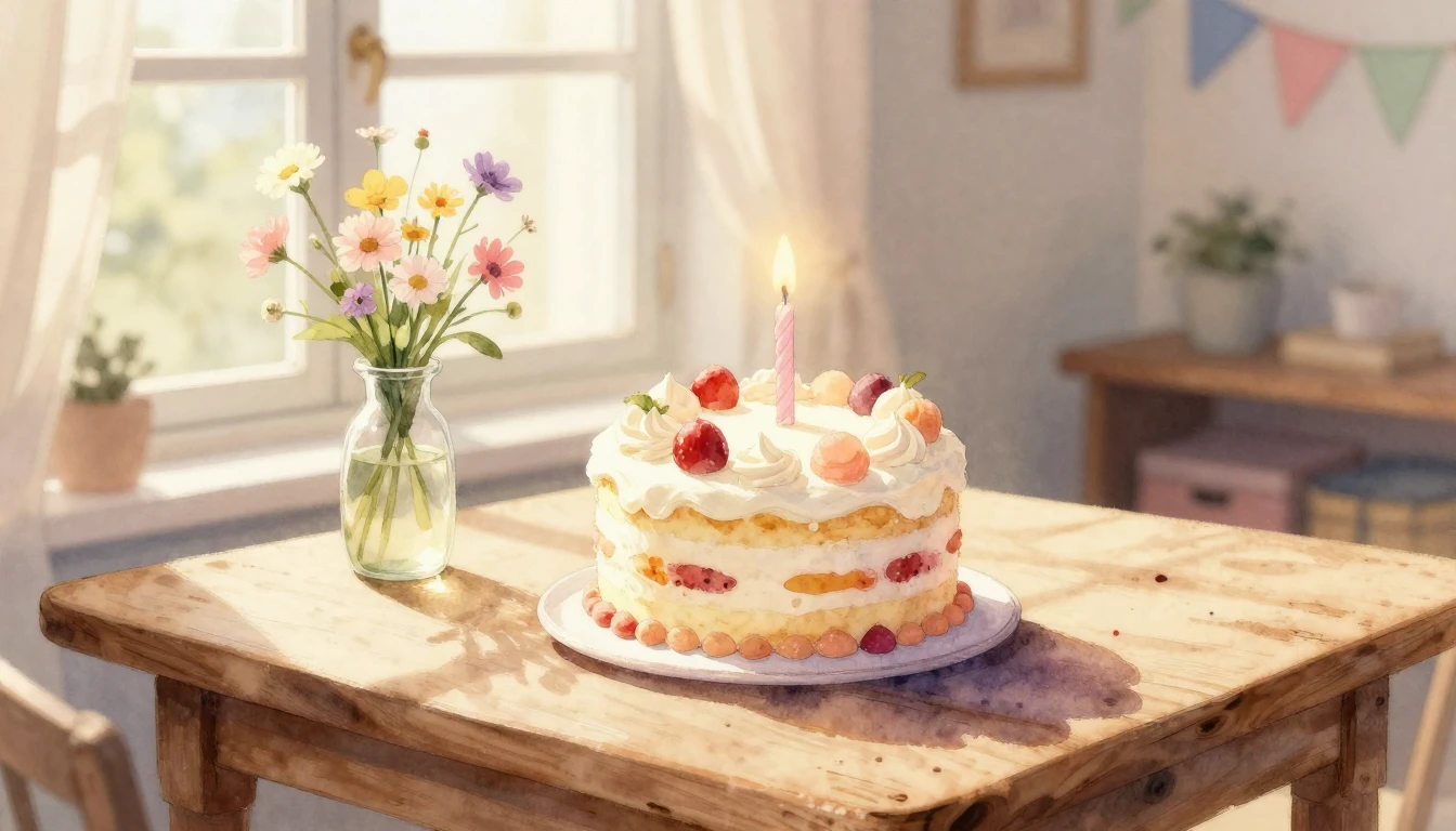 A beautiful watercolor painting of a small, elegantly decora...