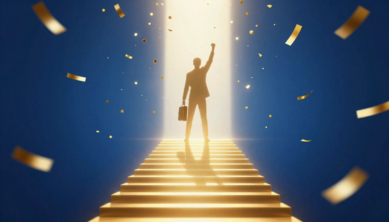 A conceptual digital art piece representing career success a...