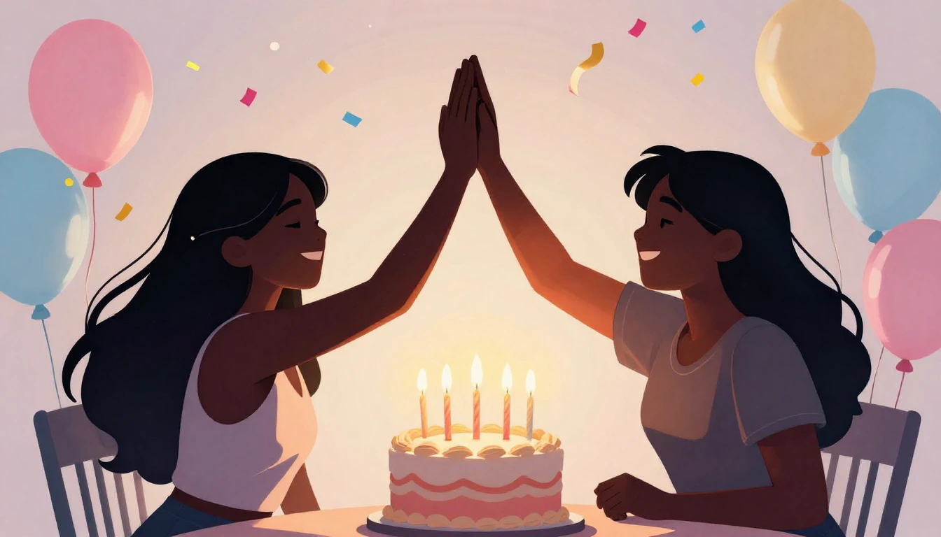 A vibrant digital art illustration representing a birthday c...