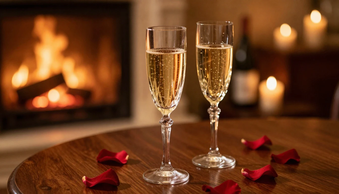 A close-up shot of two elegant crystal glasses filled with s...