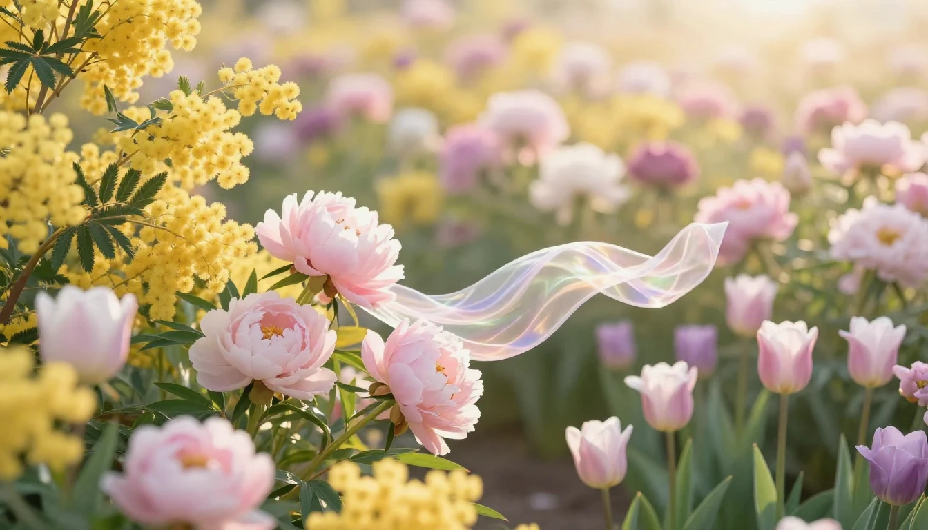 A breathtaking field of blooming spring flowers including mi...