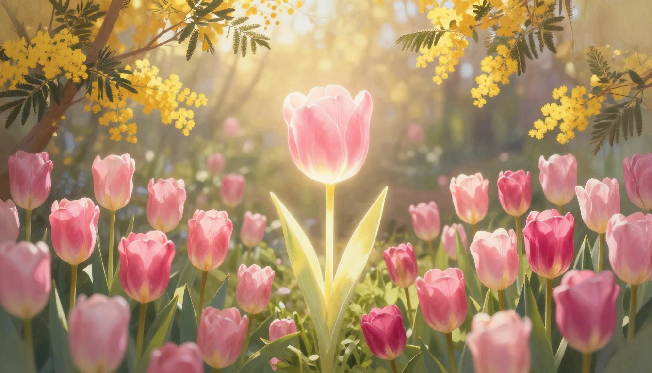 A breathtaking digital painting of a lush, vibrant spring ga...