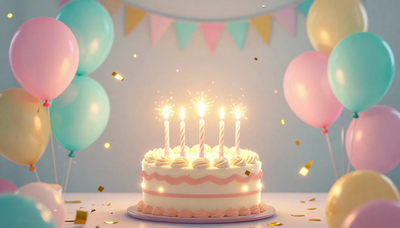 A vibrant and colorful birthday celebration scene without te...