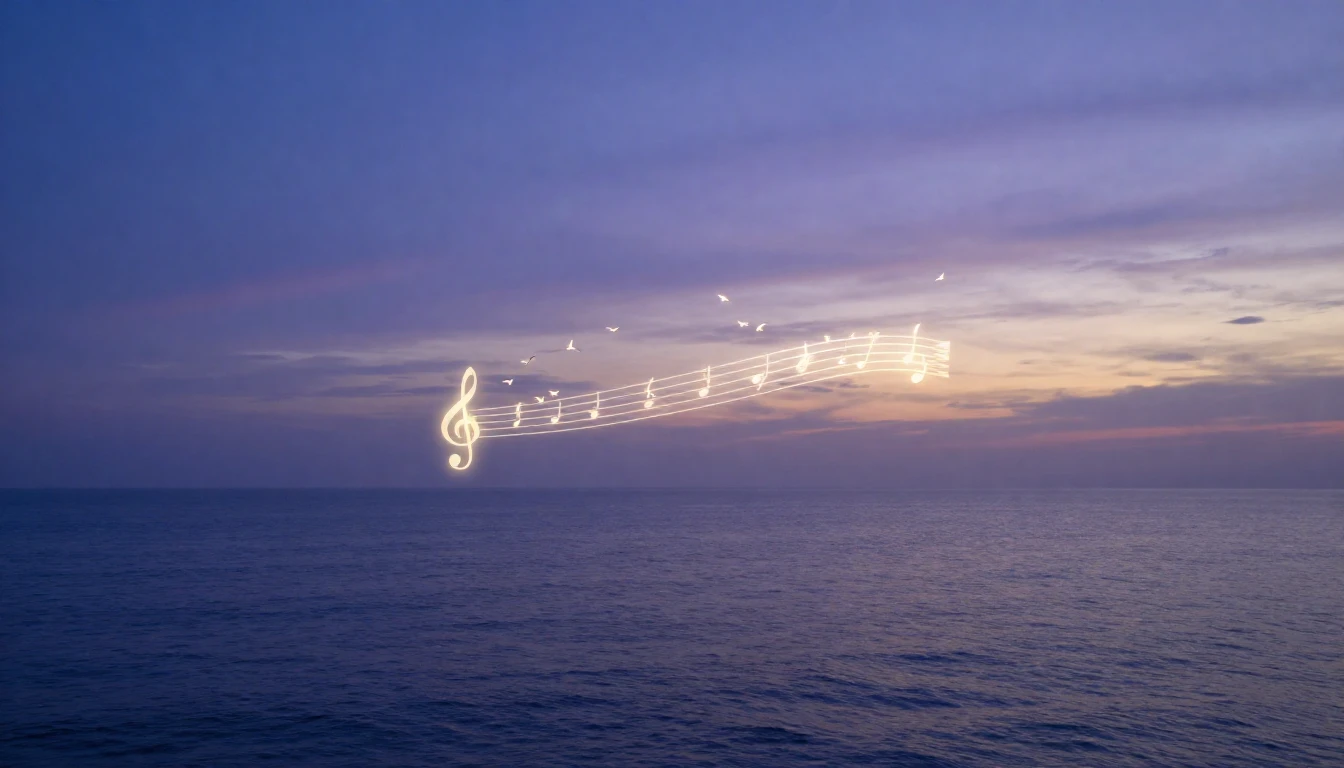 A serene and abstract visual representation of silence and m...