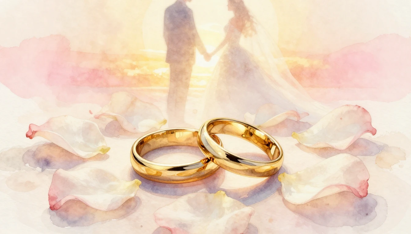 A soft and romantic watercolor painting depicting a pair of ...