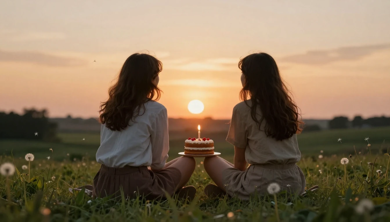 A heartwarming scene of two friends sitting side by side on ...