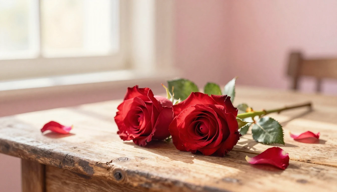 A beautiful watercolor painting of two delicate red roses in...