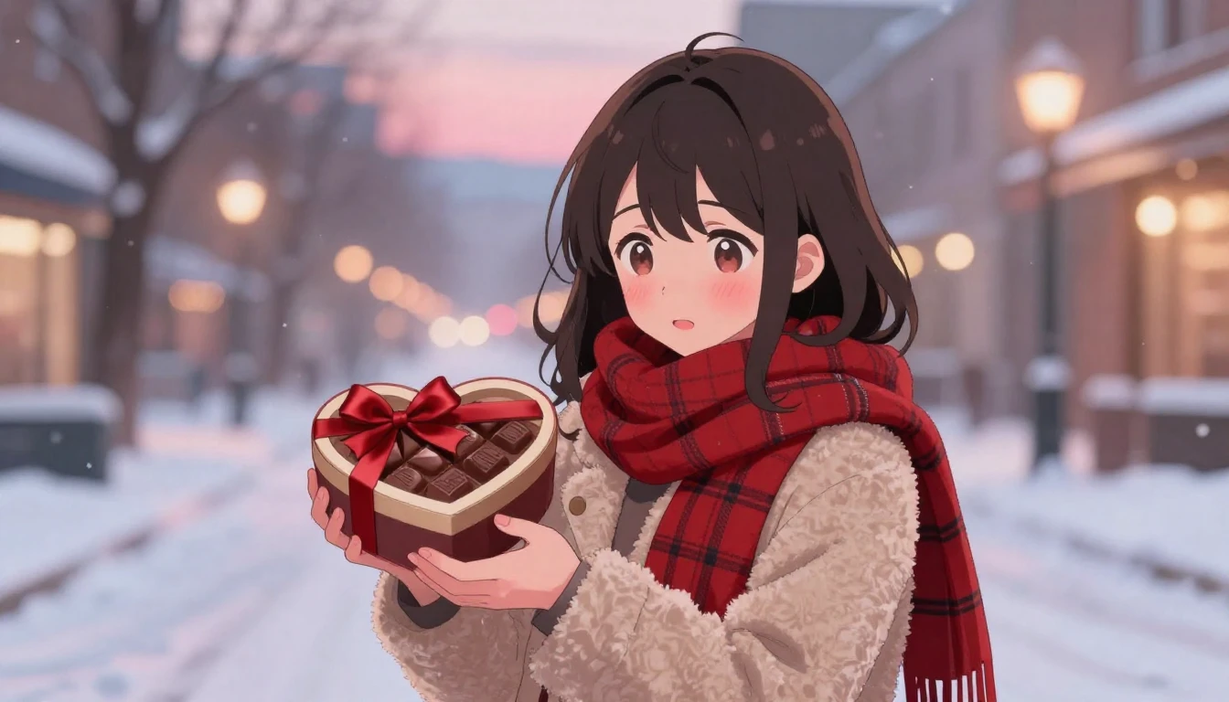 An anime-style illustration of a young woman standing on a s...