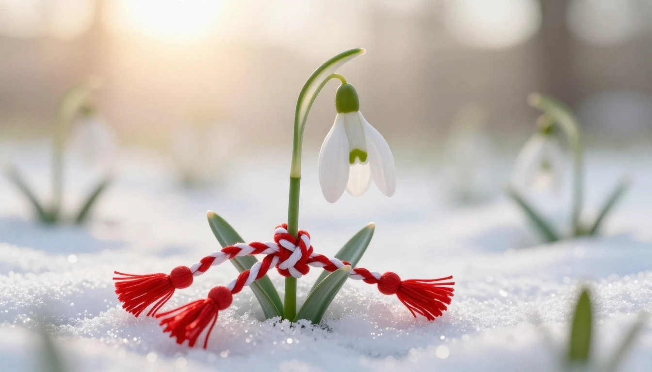 A beautiful composition featuring a delicate snowdrop flower...