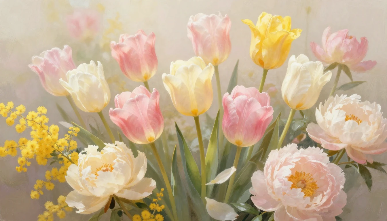 A beautiful composition of blooming spring flowers like tuli...