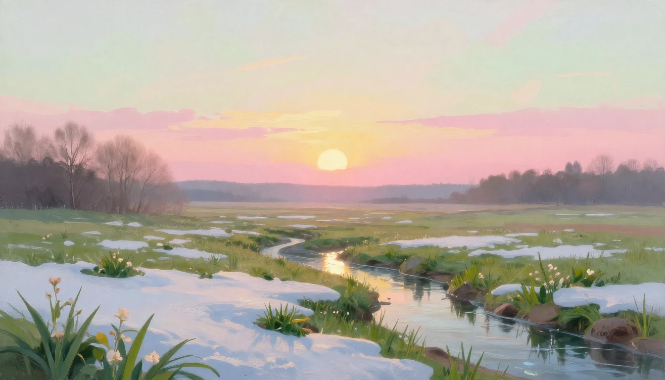 A breathtaking landscape at dawn during the spring equinox. ...