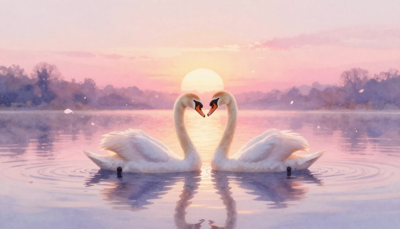 A soft and ethereal watercolor painting depicting a serene s...