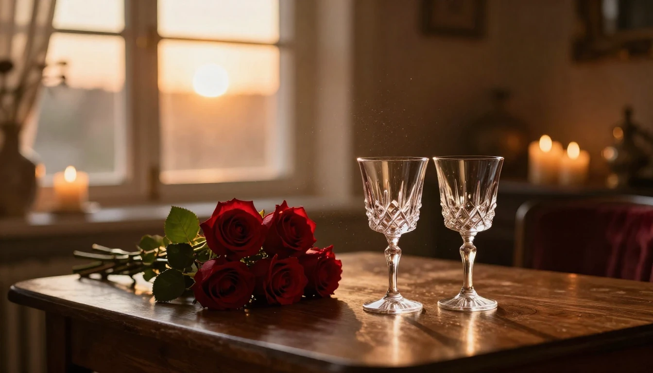 A breathtaking cinematic scene of a cozy, dimly lit room dur...