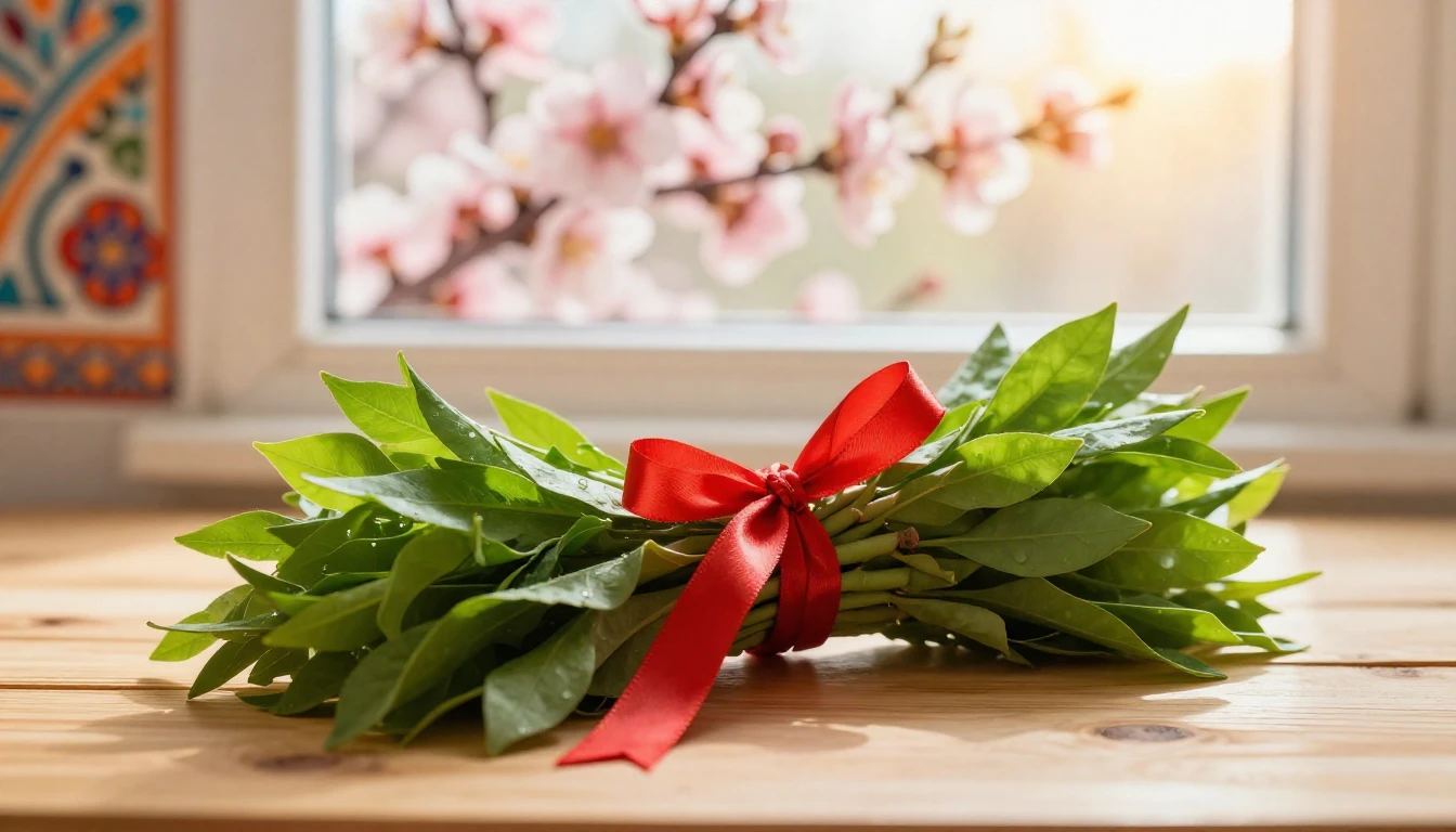 A beautiful composition featuring a lush green semeni tied w...