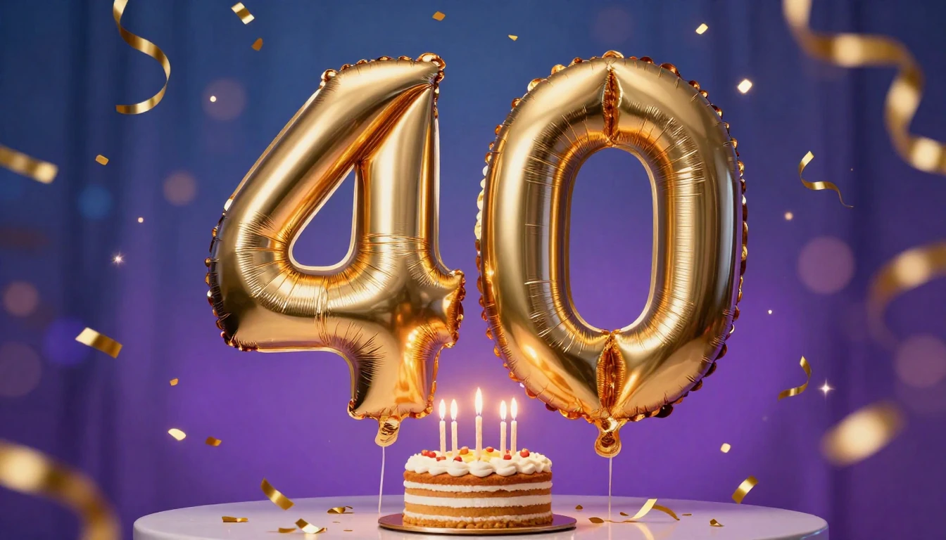 A vibrant and elegant composition celebrating a 40th birthda...