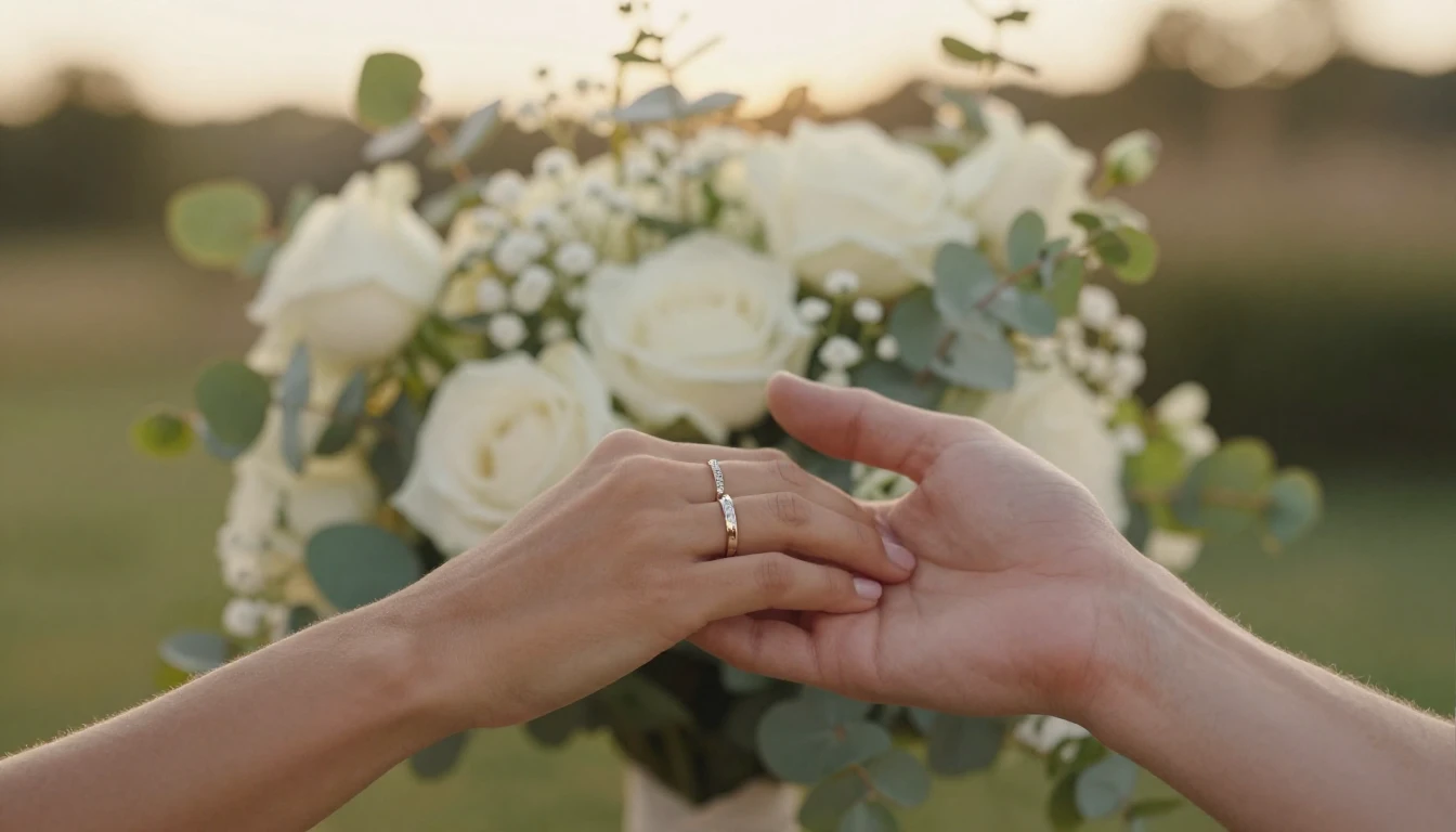 A romantic and delicate composition featuring two hands gent...