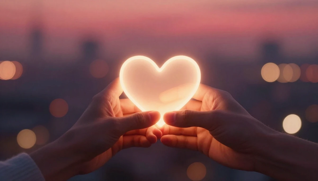 A romantic and tender composition depicting two hands gently...