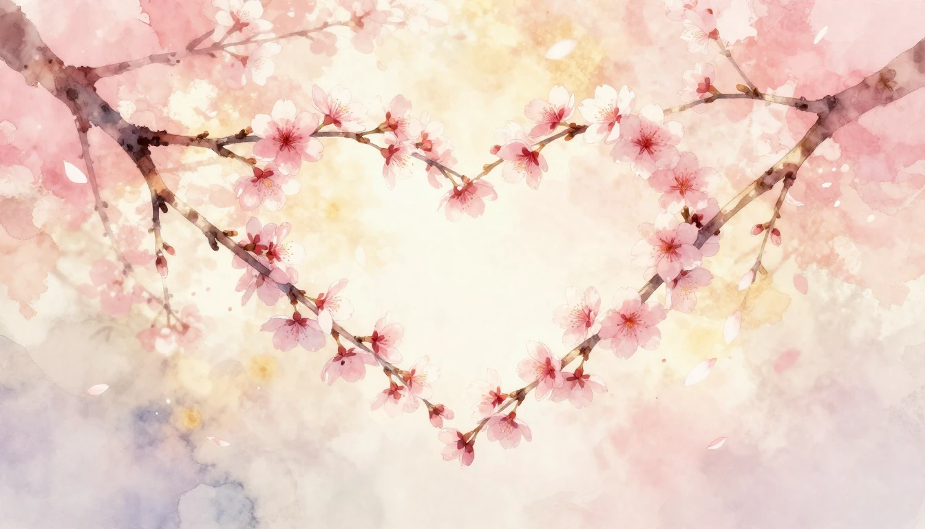 A beautiful and delicate watercolor painting of two intertwi...