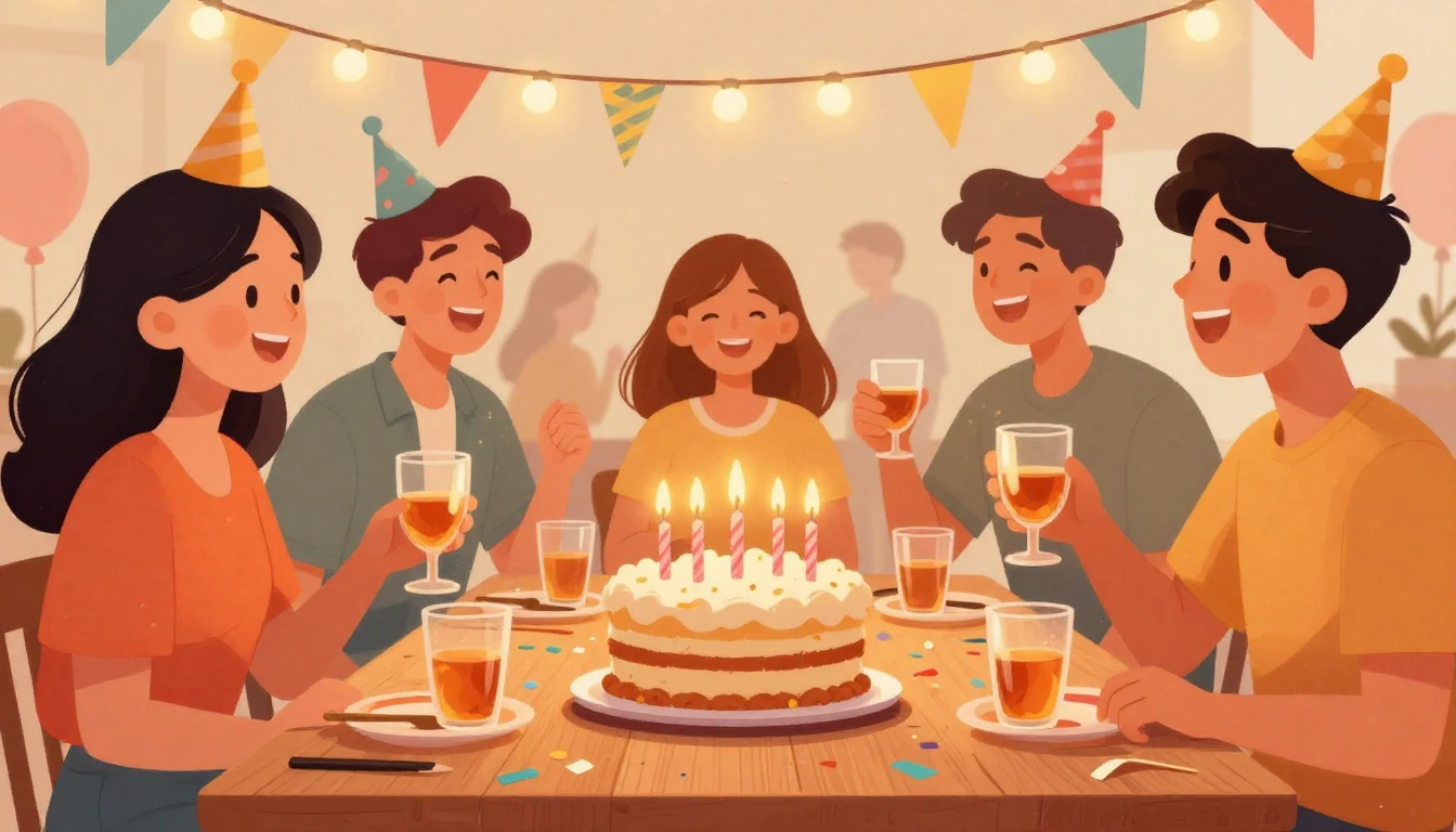 A vibrant and joyful digital illustration representing a bir...