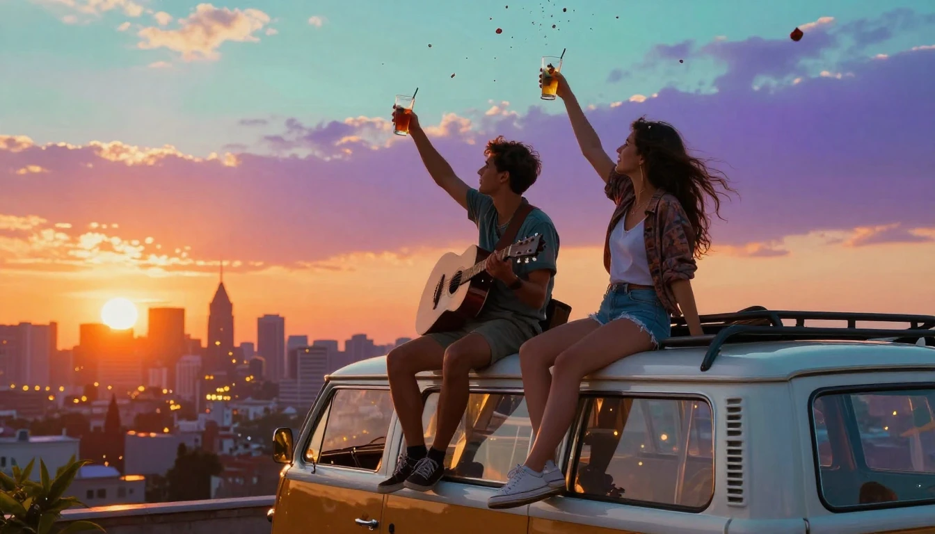 A vibrant and energetic digital artwork depicting two best f...