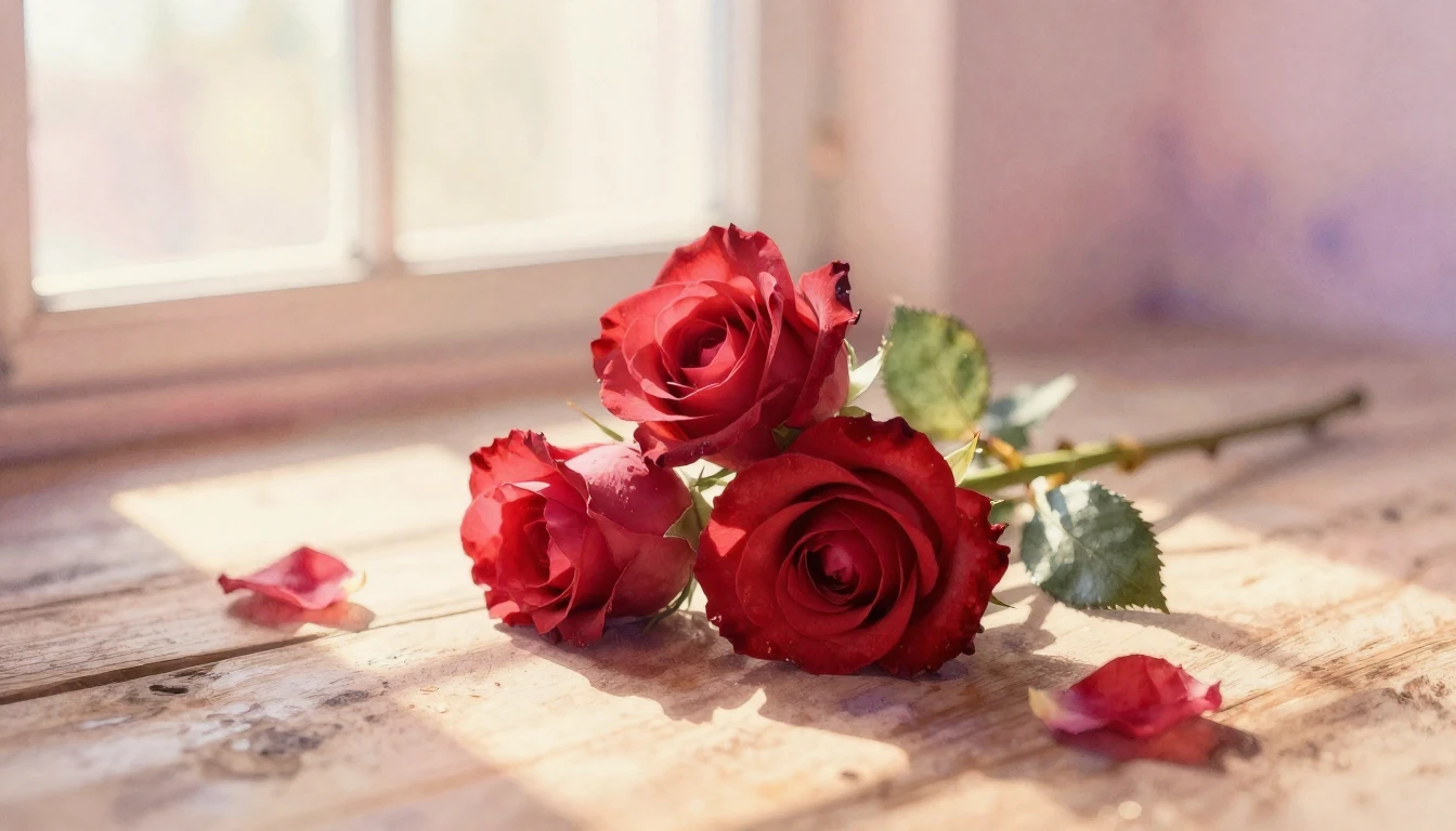 A dreamy and ethereal watercolor painting of two delicate re...