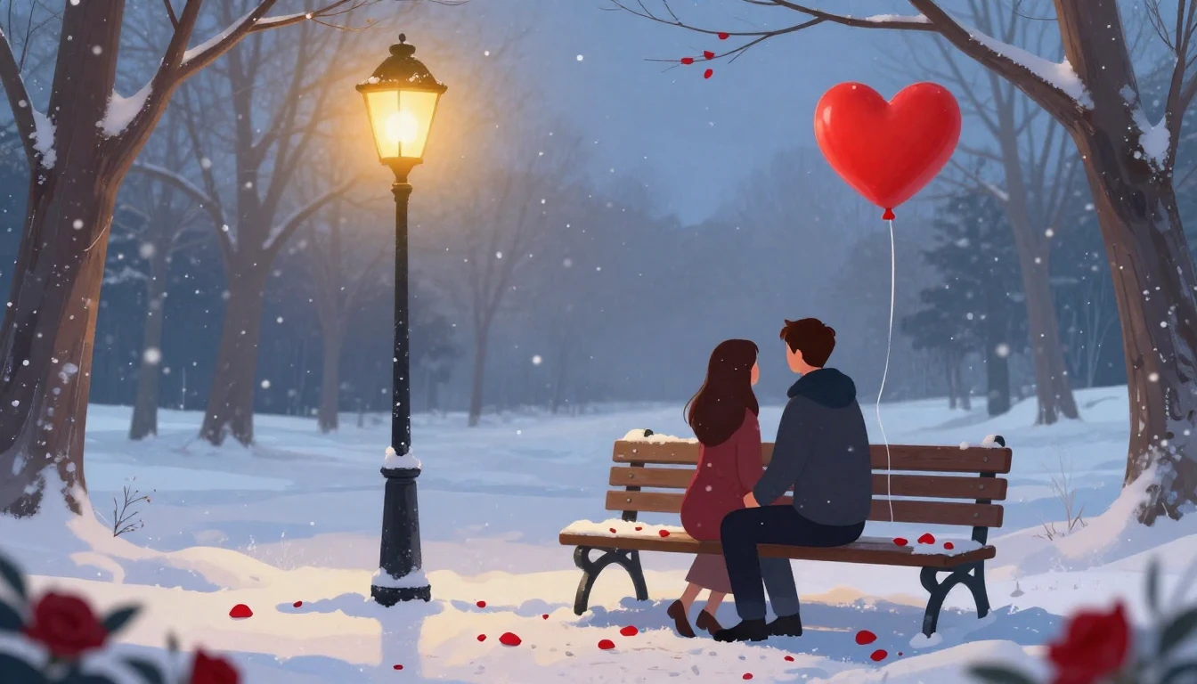 A romantic and dreamy illustration of a couple sitting on a ...