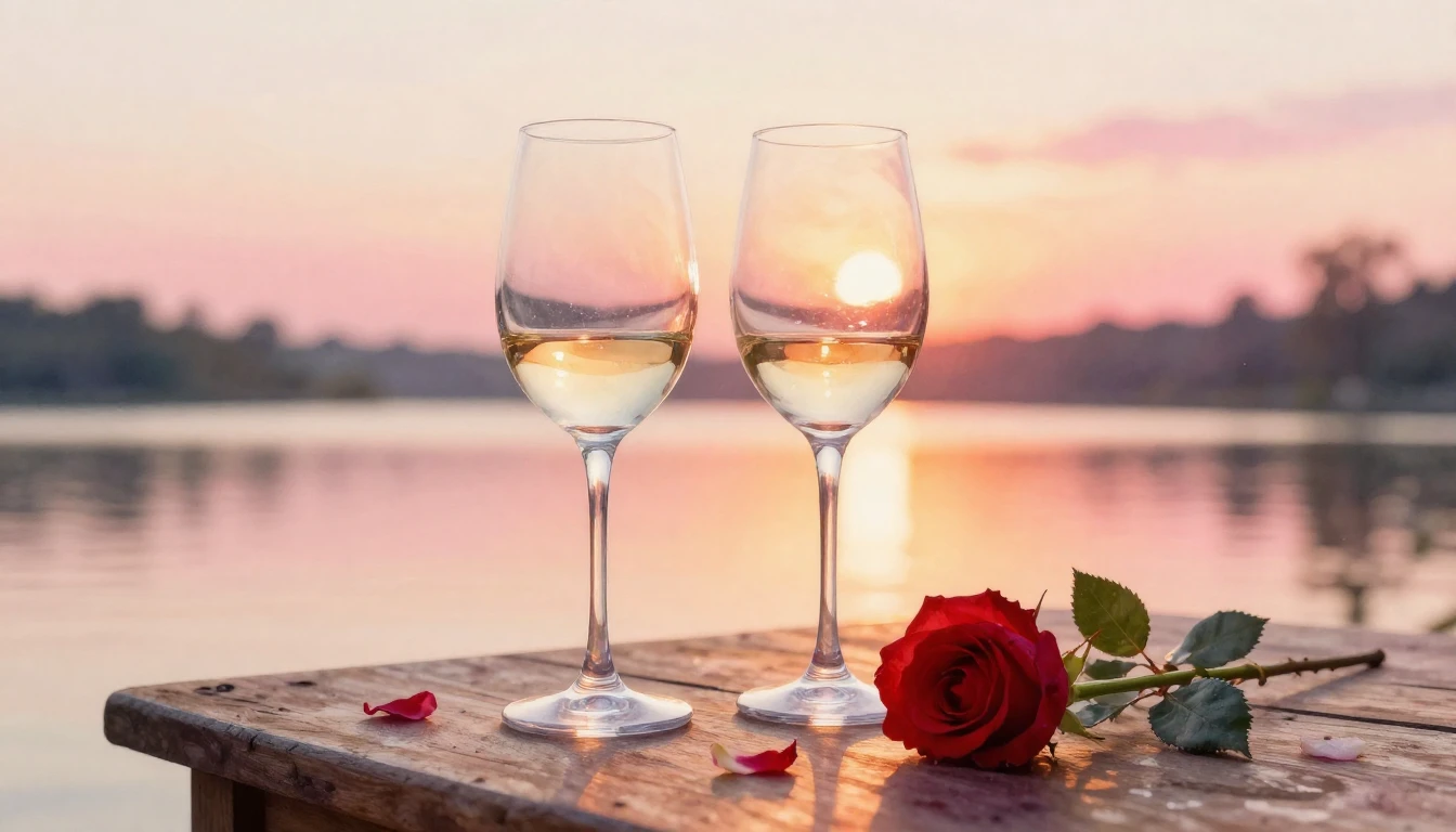 A beautiful watercolor painting of two elegant wine glasses ...