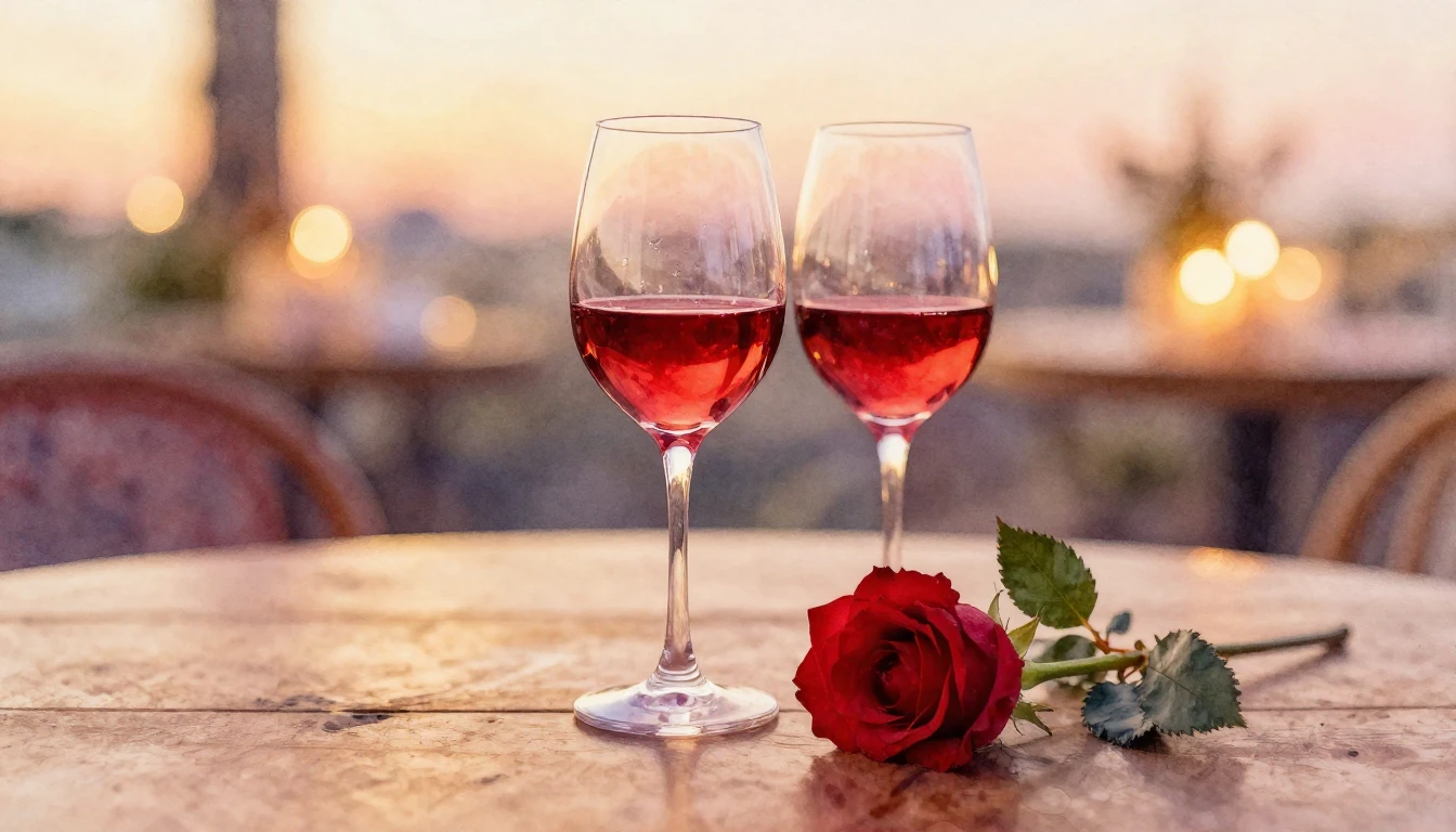 A beautiful watercolor painting of two elegant wine glasses ...