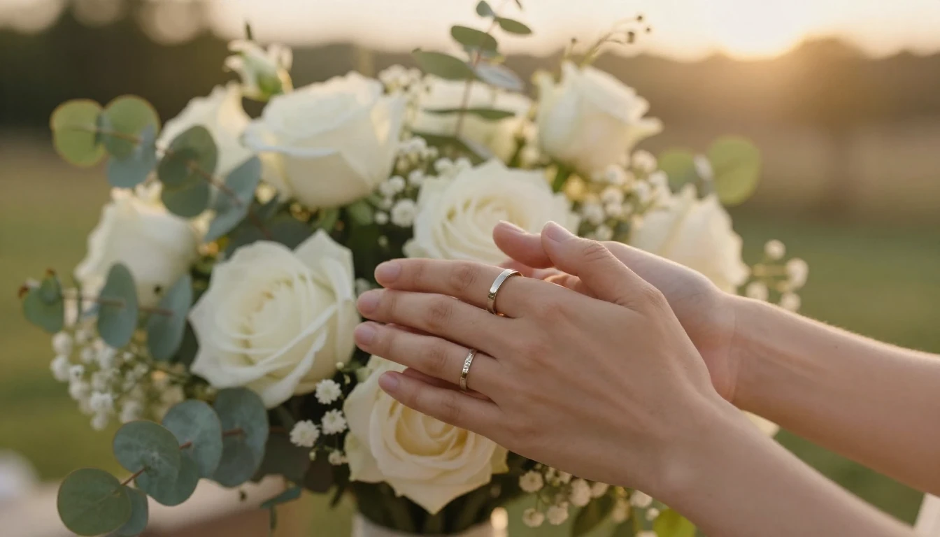 A romantic and delicate composition featuring two hands gent...