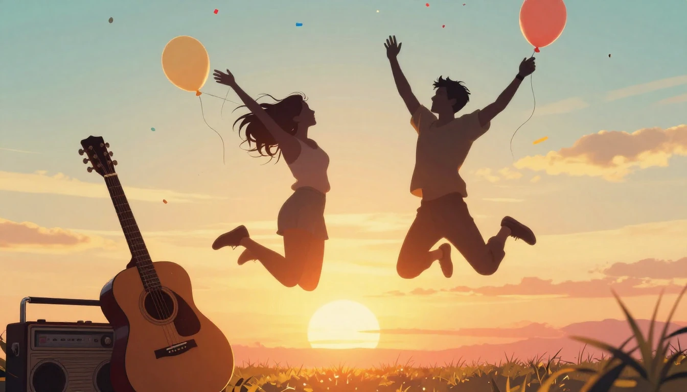 A warm and vibrant illustration celebrating friendship. Two ...