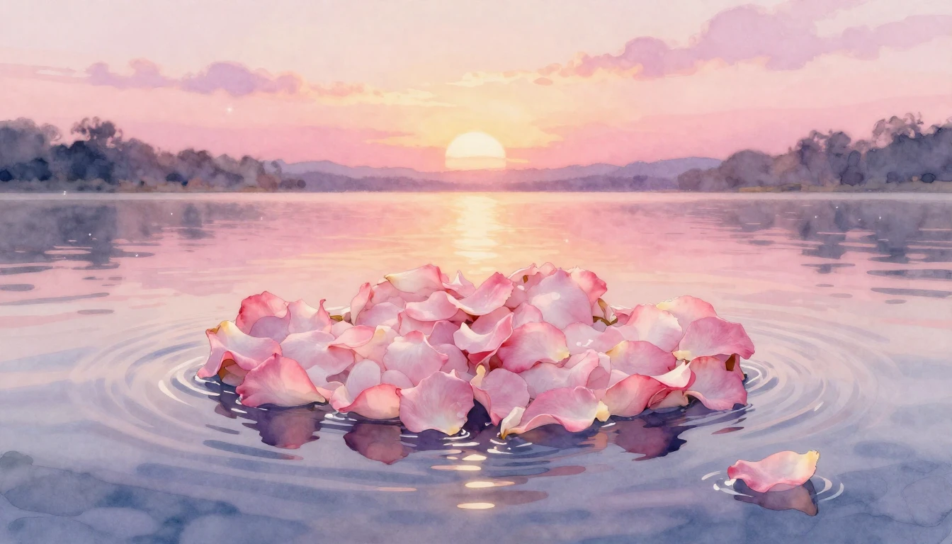 A beautiful and soft watercolor painting of two intertwined ...