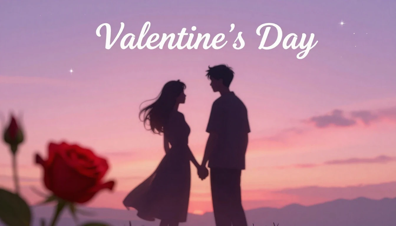 A romantic and dreamy digital art illustration for a Valenti...