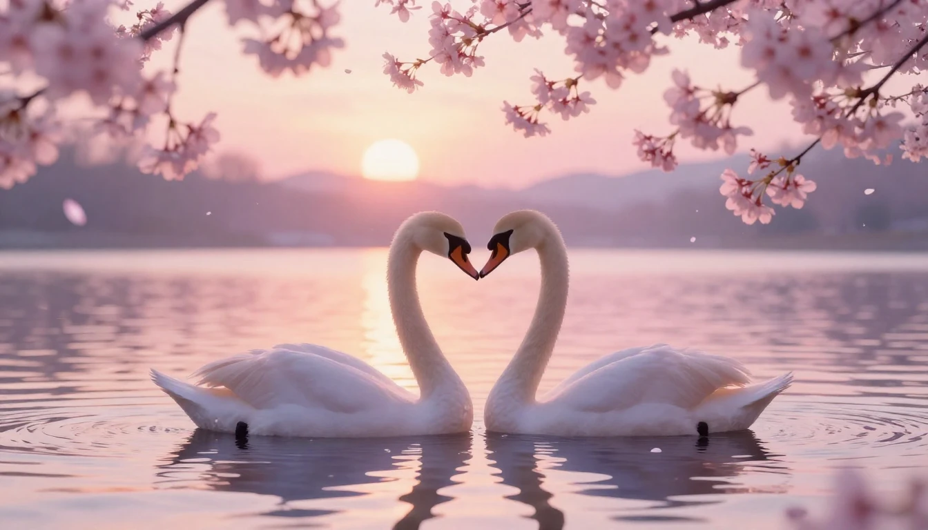 A soft and ethereal scene featuring two delicate silhouettes...