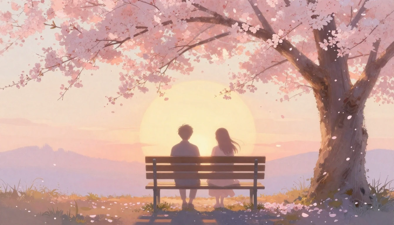 A soft and ethereal painting depicting two delicate silhouet...