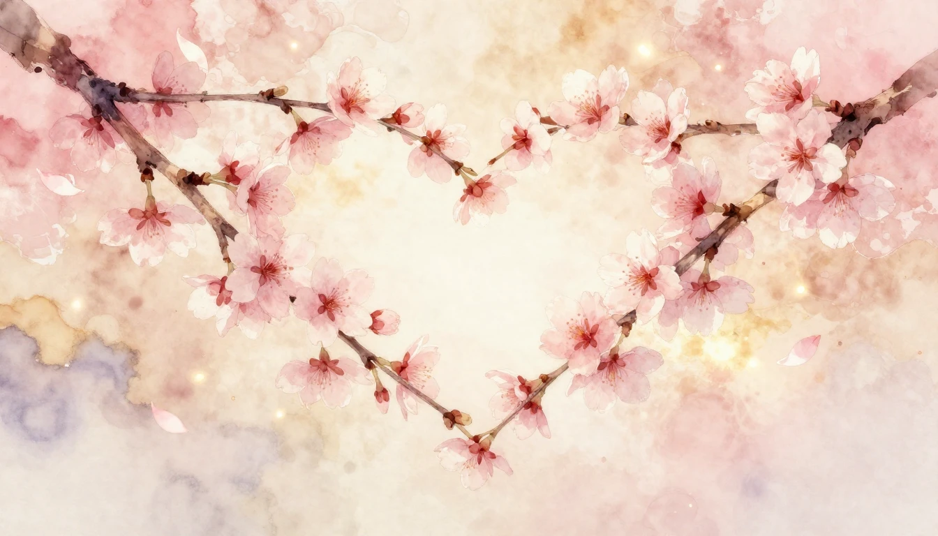 A beautiful and delicate watercolor painting of two intertwi...