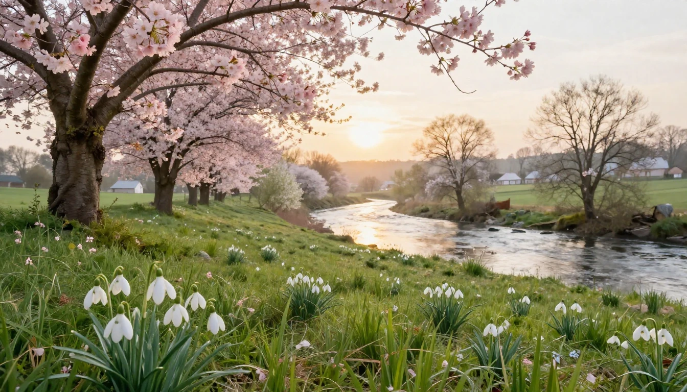 A beautiful spring landscape in the Romanian countryside. Bl...