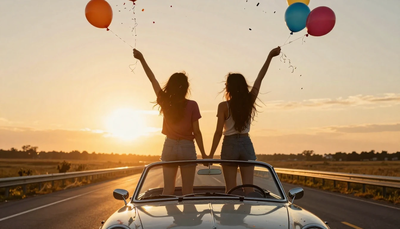 A vibrant and energetic scene symbolizing friendship and cel...