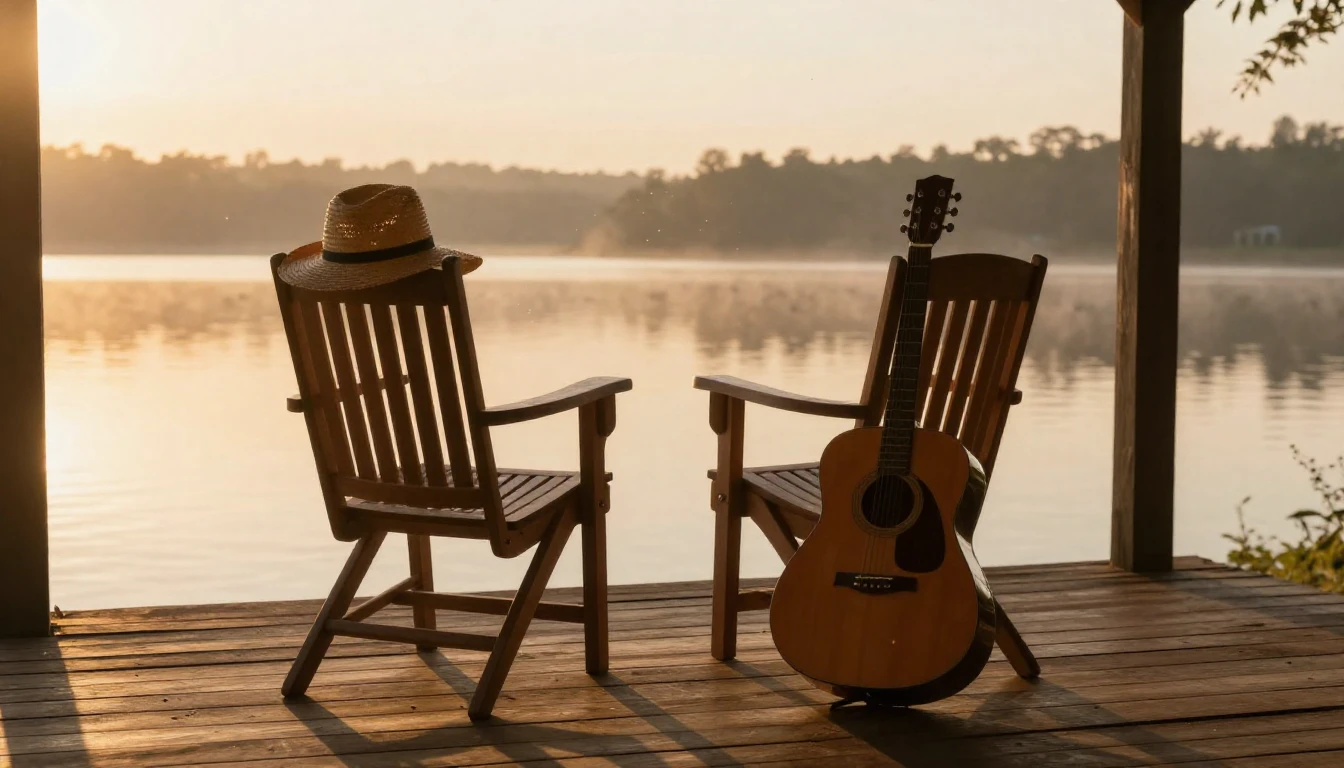 A cinematic and heartwarming scene of a sun-drenched wooden ...