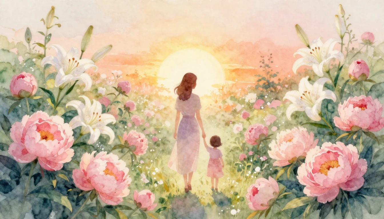 A beautiful watercolor painting depicting a blooming garden ...