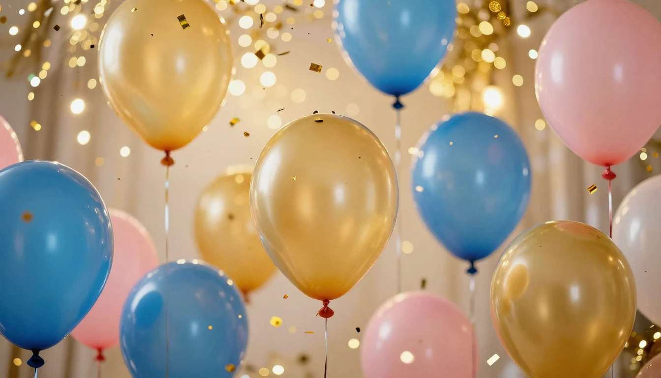 A vibrant and festive scene filled with a multitude of gloss...